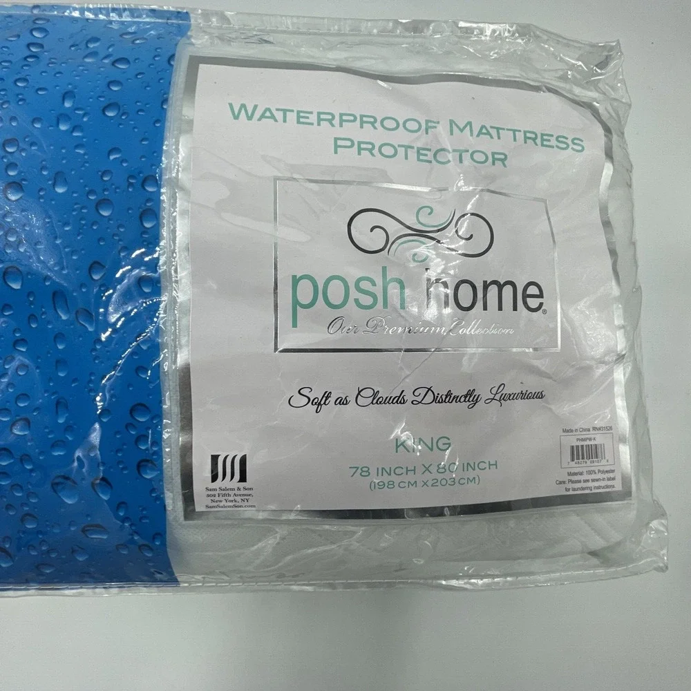 Posh Home Premium Waterproof King Mattress Protector New with Tags